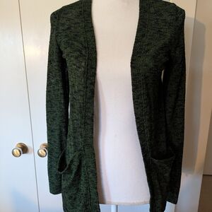 Women's Green Open-Front Sweater